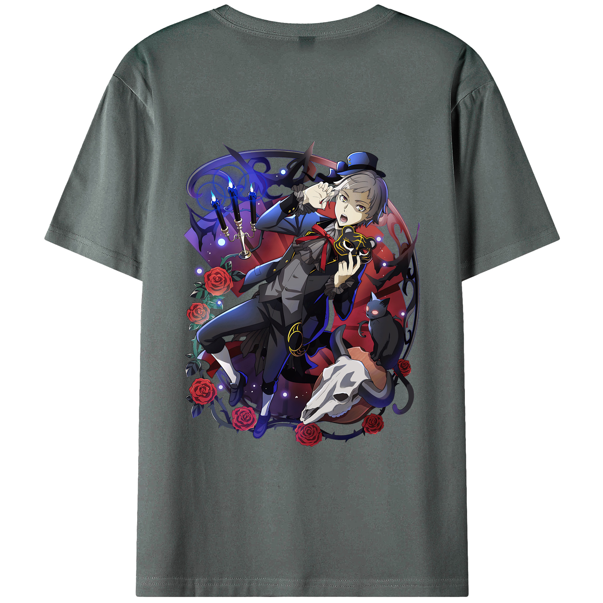 （画像用） 文豪ストレイドッグス Bungo Stray Dogs 綿100％ メンズ半袖Tシャツ（バックプリント） 通気性